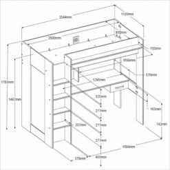 Parisot Grayson High Sleeper Bed With Wardrobe & Desk -bedding sale 2380lsur picto mm 1 grande
