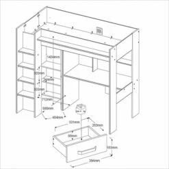 Parisot Grayson High Sleeper Bed With Wardrobe & Desk -bedding sale 2380lsur picto mm 2 grande