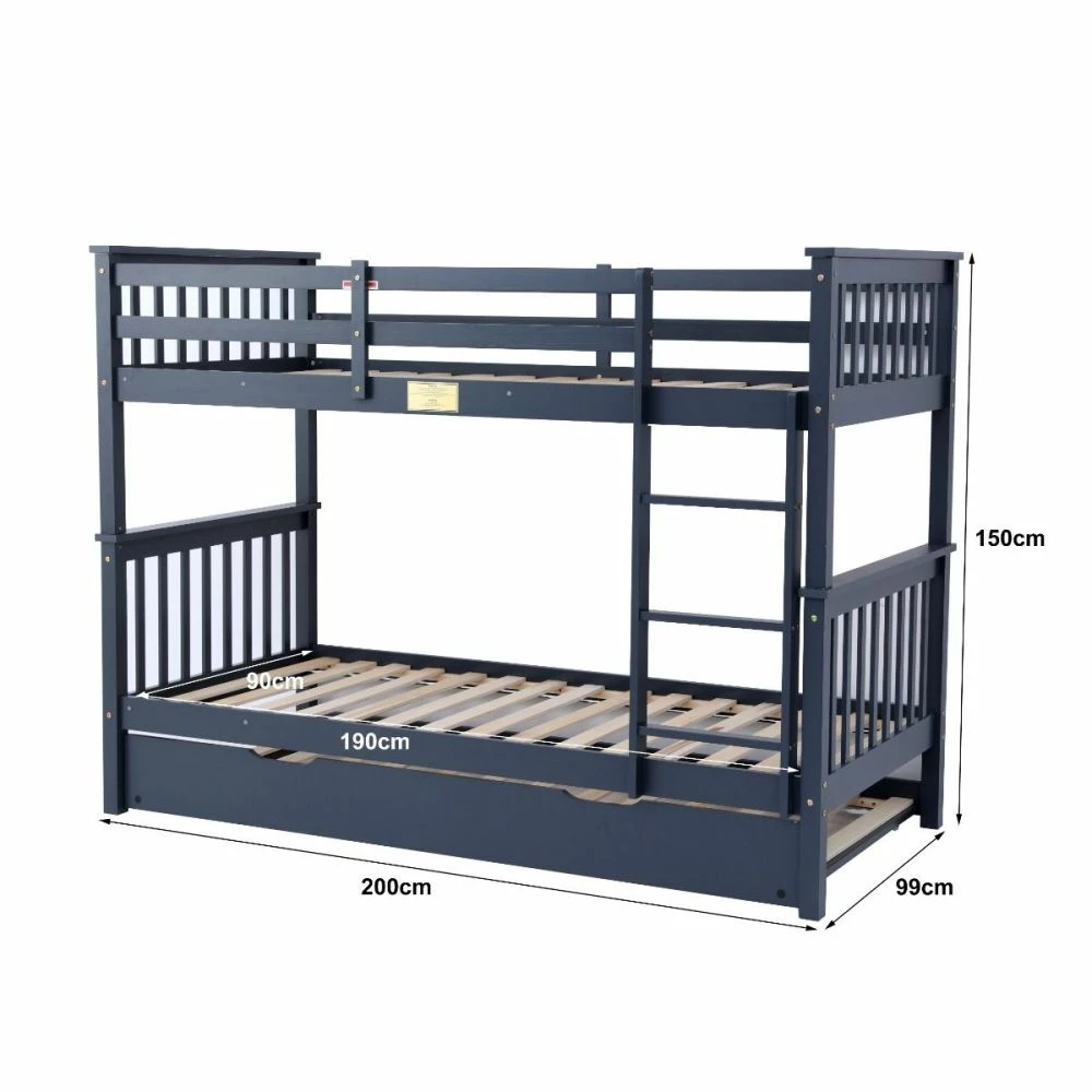 Noah Grey Bunk Bed With Underbed Trundle 6 Noah Grey Bunk Bed With Underbed Trundle - Image 4