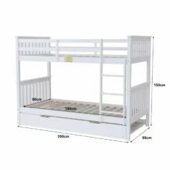 Noah White Bunk Bed With Underbed Trundle -bedding sale 2d3a53591 1 crop
