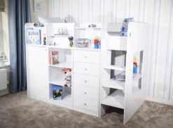 Flair Wizard High Sleeper Storage Station In Solid White -bedding sale 3 5