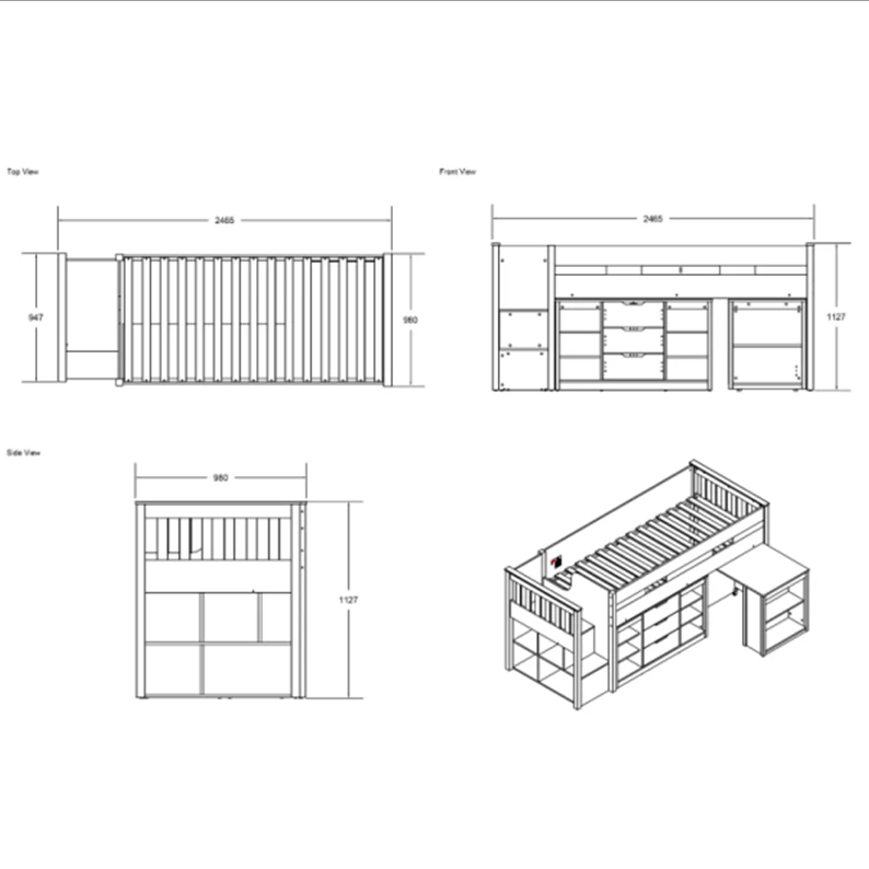 Flair Charlie Mid Sleeper Bed In White 6 Flair Charlie Mid Sleeper Bed In White - Image 4
