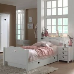 Vipack Amori Kids Single Bed In White With Underbed Trundle