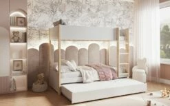 bedding sale 42 Astral Two Tone Bunk Bed In White With Underbed Trundle