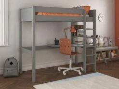 Stompa Classic High Sleeper Bed In Grey With Integrated Desk & Shelving