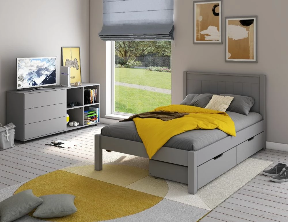 Stompa Classic Low End Small Double Bed In Grey With Drawers 3 Stompa Classic Low End Small Double Bed In Grey With Drawers