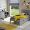 Stompa Classic Low End Single Bed In Grey With Drawers