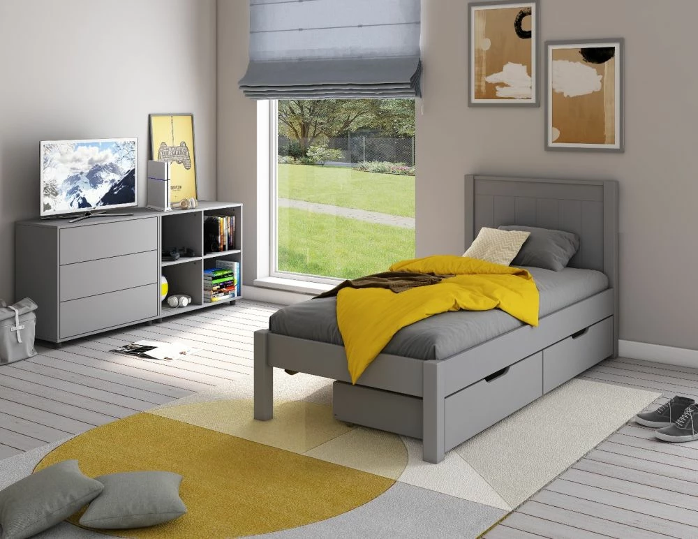 Stompa Classic Low End Single Bed In Grey With Drawers 3 Stompa Classic Low End Single Bed In Grey With Drawers