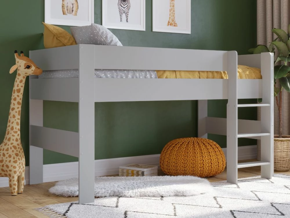 Kidsaw Coast Wooden 3ft Mid Sleeper Bed In Grey - UK Size 3 Kidsaw Coast Wooden 3ft Mid Sleeper Bed In Grey - UK Size