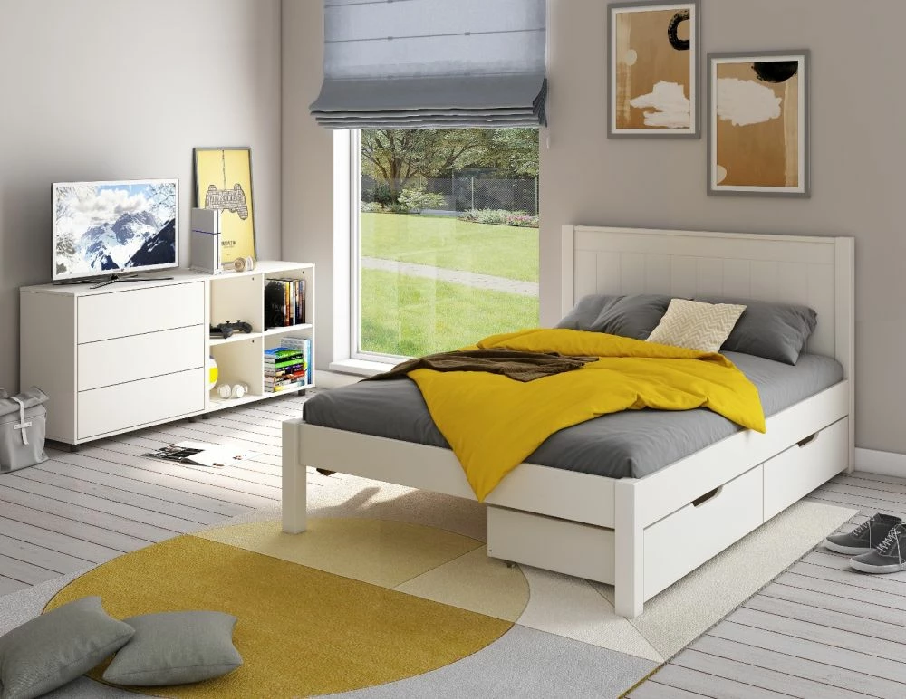 Stompa Classic Low End Double Bed In White With Drawers 3 Stompa Classic Low End Double Bed In White With Drawers