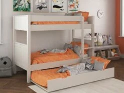 Stompa Classic Bunk Bed In White With Open Trundle