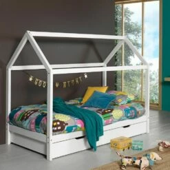 Vipack Dallas Kids House Bed In White -bedding sale dallas house bed in white with trundle drawer 1