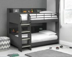 Julian Bowen Domino Bunk Bed In Anthracite With 2 X Superior Mattresses
