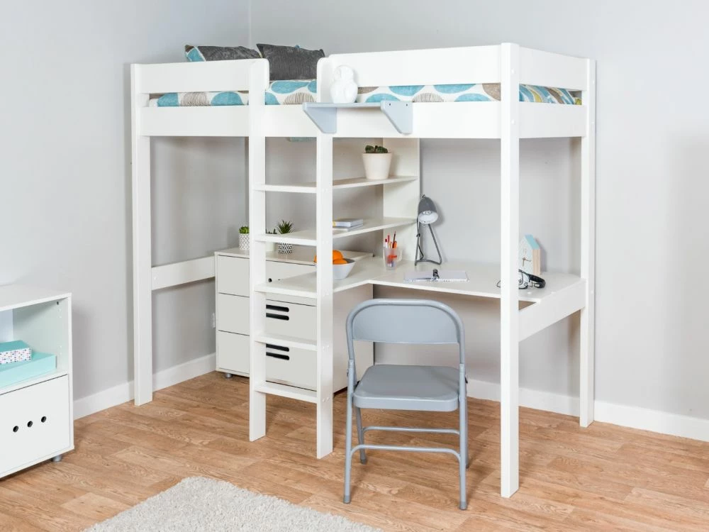 Stompa Duo 4 White High Sleeper Bed With Integrated Desk, Shelving & 3 Drawer Chest 3 Stompa Duo 4 White High Sleeper Bed With Integrated Desk, Shelving & 3 Drawer Chest