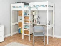 Stompa Duo 6 White High Sleeper Bed With Integrated Desk, Shelving & Multi Storage Unit