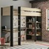 Gami Duplex High Sleeper Bed With Shelves And Desk