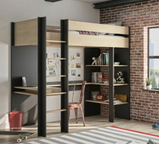 Gami Duplex High Sleeper Bed With Shelves And Desk 2 Gami Duplex High Sleeper Bed With Shelves And Desk -bedding sale duplex room image cropped