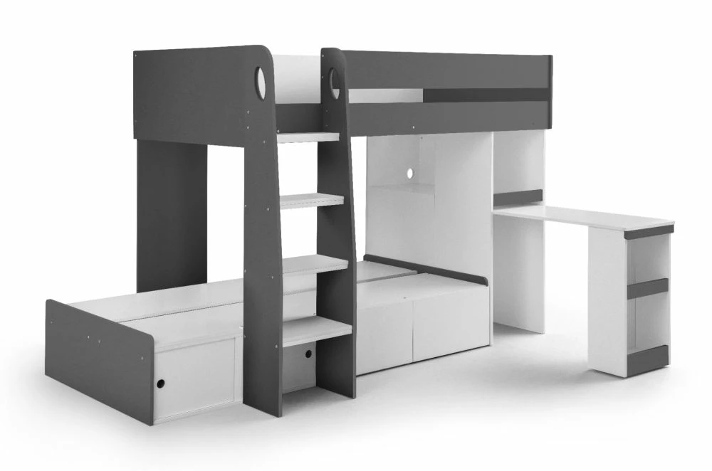 Julian Bowen Eclipse Bunk Bed In White & Charcoal 4 Julian Bowen Eclipse Bunk Bed In White & Charcoal - Image 2