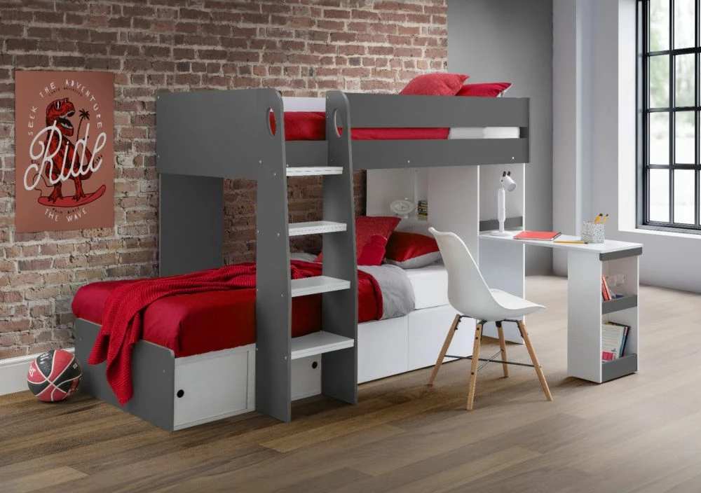 Julian Bowen Eclipse Bunk Bed In White & Charcoal 3 Julian Bowen Eclipse Bunk Bed In White & Charcoal