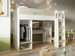 Elliott High Sleeper Workstation In White & Oak