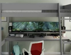 Kids Avenue Estella High Sleeper Gaming Bed In Grey -bedding sale est grey gaming1c