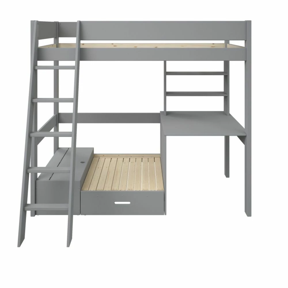 Kids Avenue Estella Grey High Sleeper 4 Bed With Storage, Desk & Silver Futon 5 Kids Avenue Estella Grey High Sleeper 4 Bed With Storage, Desk & Silver Futon - Image 3