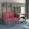 Kids Avenue Estella Grey High Sleeper 6 Bed With Storage, Desk & Pink Futon -bedding sale est grey high4 pink 7 1 1 1
