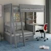 Kids Avenue Estella Grey High Sleeper 4 Bed With Storage, Desk & Silver Futon