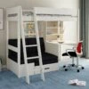 Kids Avenue Estella White High Sleeper Bed With Storage, Desk & Black Futon -bedding sale est wht high 2a