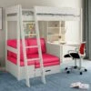 Kids Avenue Estella White High Sleeper Bed With Storage, Desk & Pink Futon -bedding sale est wht high 3a 2
