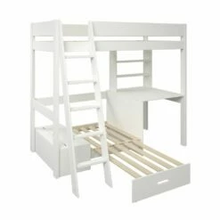 Kids Avenue Estella White High Sleeper Bed With Storage, Desk & Silver Futon 7 Kids Avenue Estella White High Sleeper Bed With Storage, Desk & Silver Futon -bedding sale estella artic high e 1 1