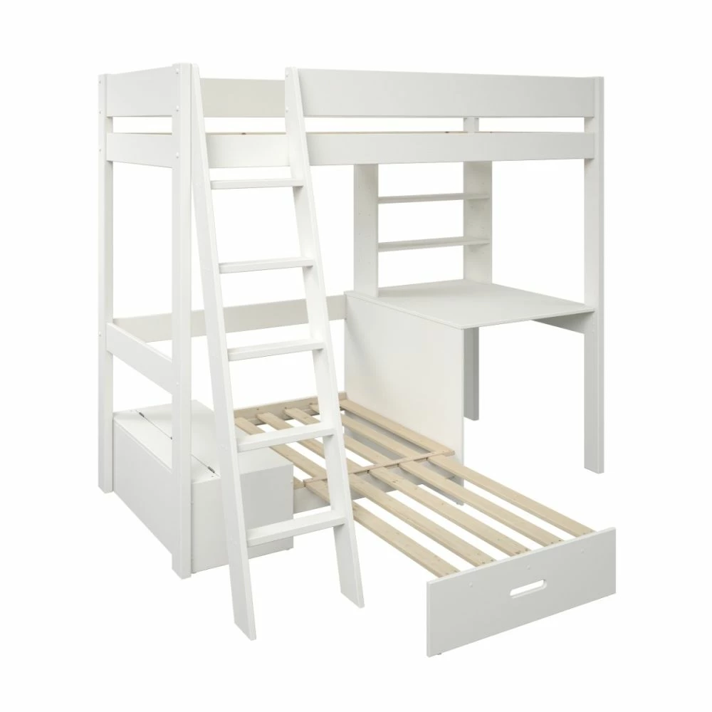 Kids Avenue Estella White High Sleeper Bed With Storage, Desk & Silver Futon 5 Kids Avenue Estella White High Sleeper Bed With Storage, Desk & Silver Futon - Image 3