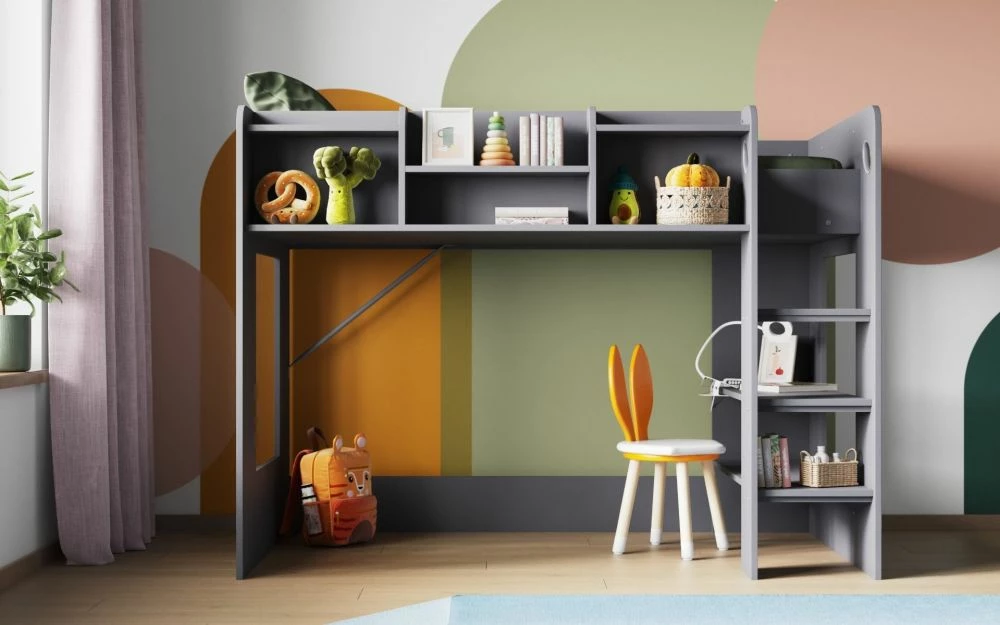 Everest Junior High Sleeper Bed In Grey 4 Everest Junior High Sleeper Bed In Grey - Image 2