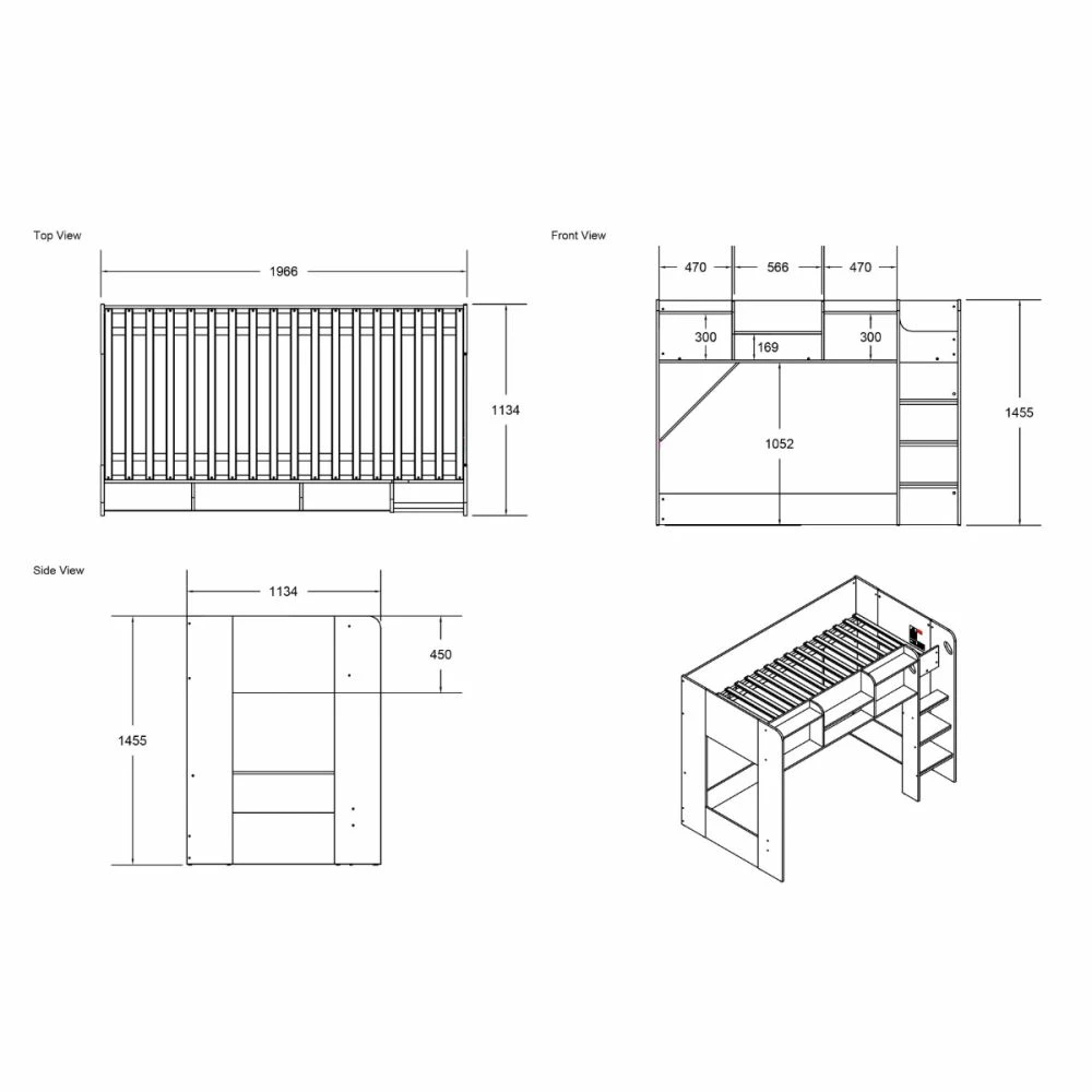Everest Junior L Shaped Bunk Bed In Grey 4 Everest Junior L Shaped Bunk Bed In Grey - Image 2