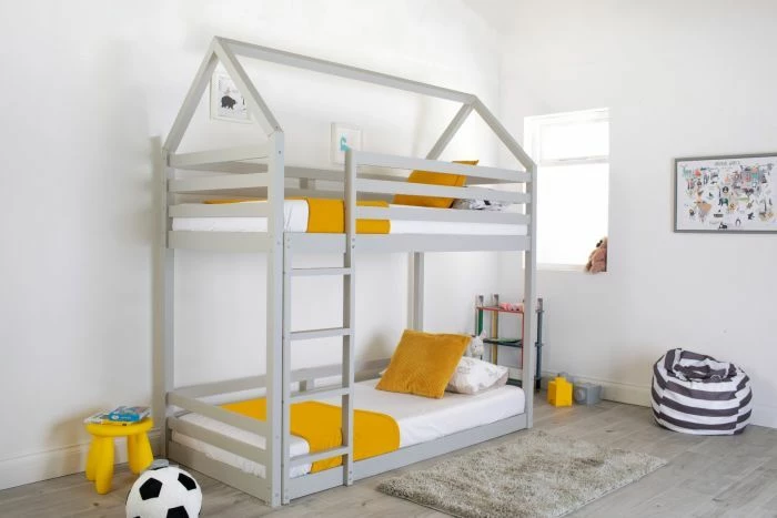 Ezra House Single Bunk Bed In Grey 3 Ezra House Single Bunk Bed In Grey