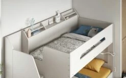 Flair Slick Staircase Bunk Bed In White With Shelves & Drawers -bedding sale ffs23w 5