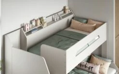 Flair Slick Staircase Triple Bunk Bed In White With Shelves & Drawers -bedding sale ffs93w 4