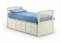 Julian Bowen Hornblower Captains Bed In Stone White With Trundle & Storage Drawers