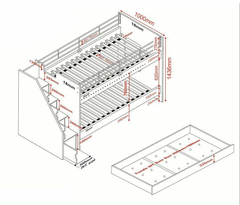 Flair Jasper Bunk Bed With Trundle Bed & Staircase 9 Flair Jasper Bunk Bed With Trundle Bed & Staircase - Image 7