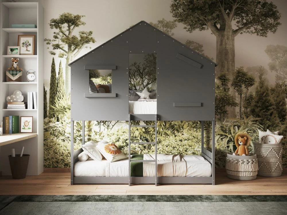 Flair Jungle House Bunk Bed In Solid Grey 4 Flair Jungle House Bunk Bed In Solid Grey - Image 2