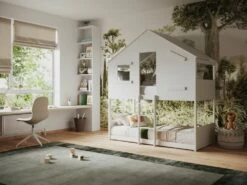 Flair Jungle House Bunk Bed In Solid White