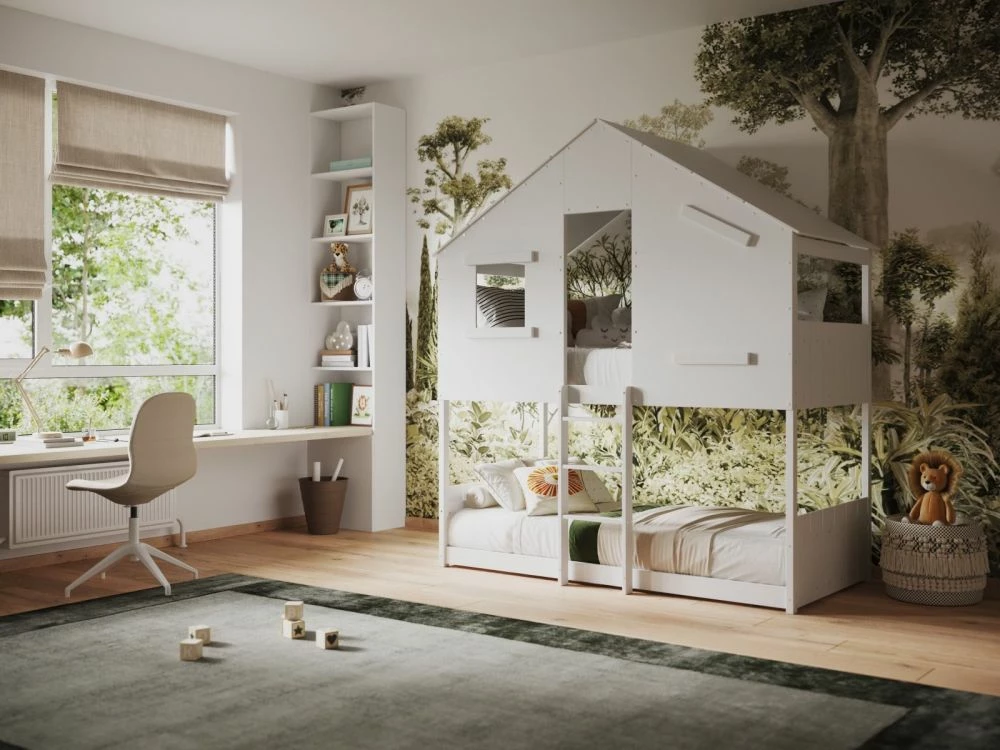 Flair Jungle House Bunk Bed In Solid White 3 Flair Jungle House Bunk Bed In Solid White
