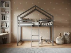 Apollo Grey House Mid Sleeper Bed - 3ft UK Single