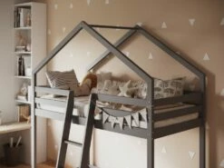 Apollo Grey House Mid Sleeper Bed - 3ft UK Single -bedding sale fnokmg 4