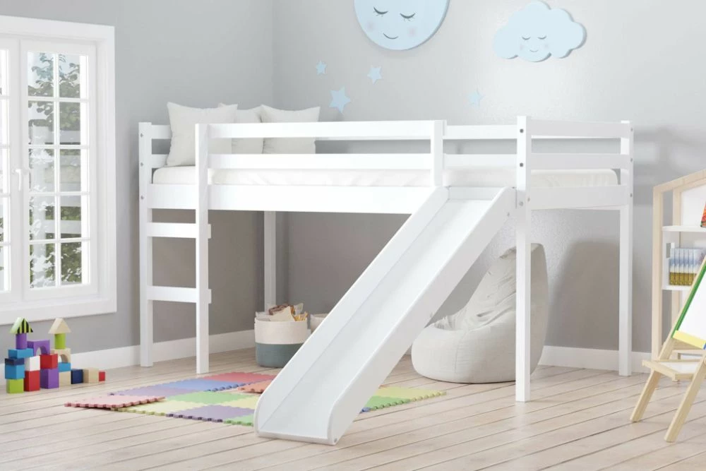 Birlea Frankie White Mid Sleeper Bed With Slide 3 Birlea Frankie White Mid Sleeper Bed With Slide