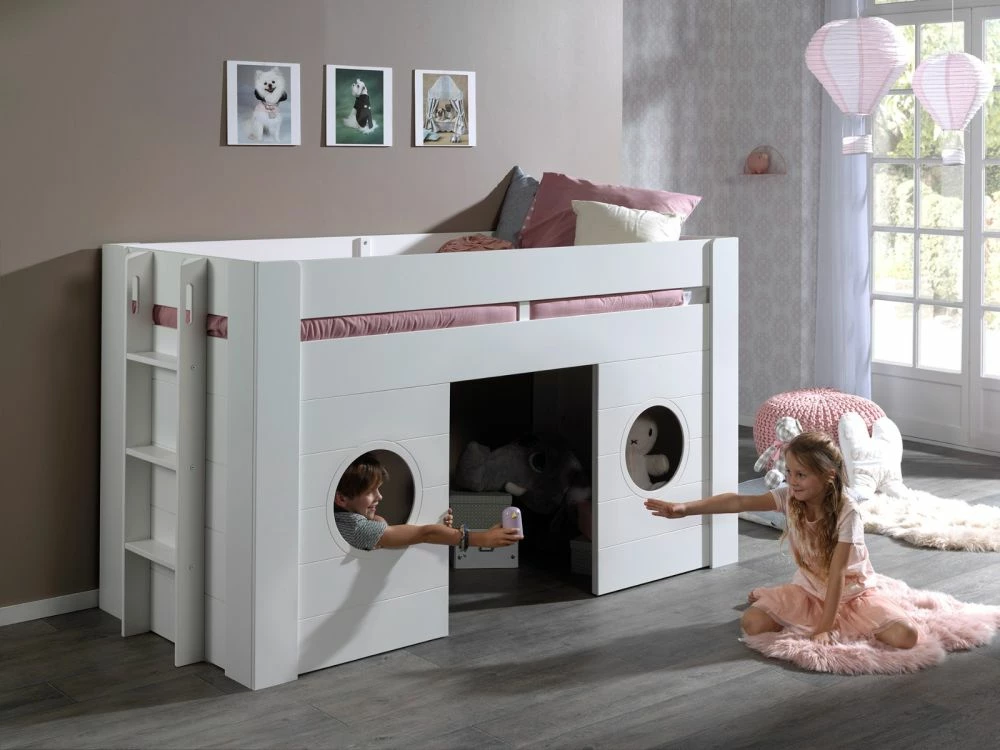 Vipack Freya Mid Sleeper Bed In Solid White 3 Vipack Freya Mid Sleeper Bed In Solid White