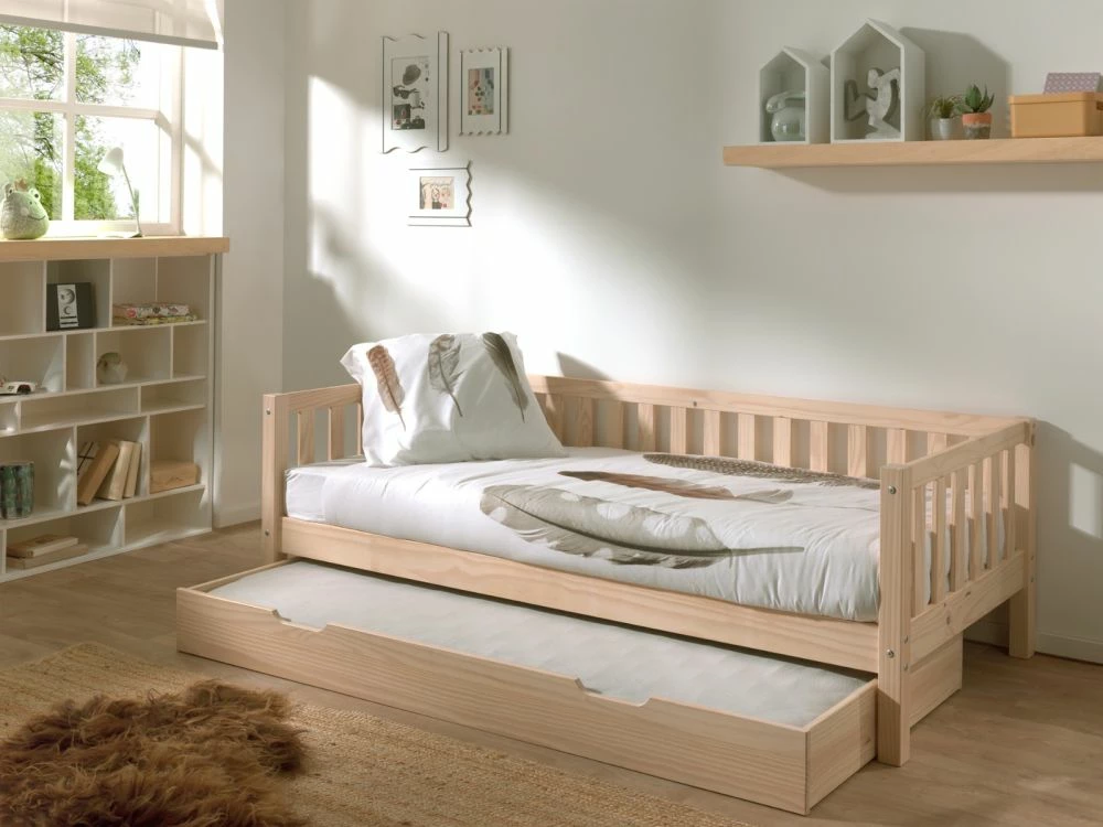 Vipack Fritz Day Bed In Milky Pine With Underbed Trundle 4 Vipack Fritz Day Bed In Milky Pine With Underbed Trundle - Image 2