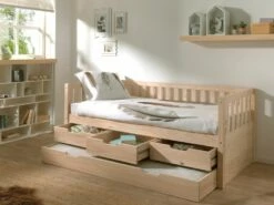 Vipack Fritz Captains Bed In Milky Pine With Underbed Trundle Drawer