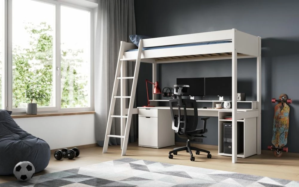 Astral Solid Wood Gaming High Sleeper Bed & Desk In White 8 Astral Solid Wood Gaming High Sleeper Bed & Desk In White - Image 6