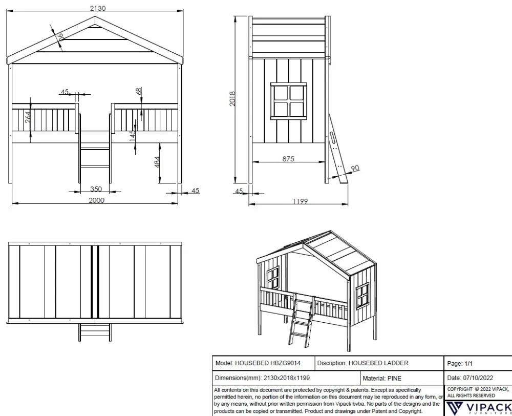 Vipack Kids House Bed In White 6 Vipack Kids House Bed In White - Image 4